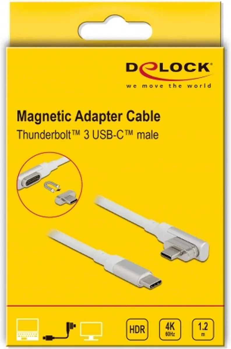 Delock Magnetic Thunderbolt 3 USB-C Kabel 1.20m - Grijs