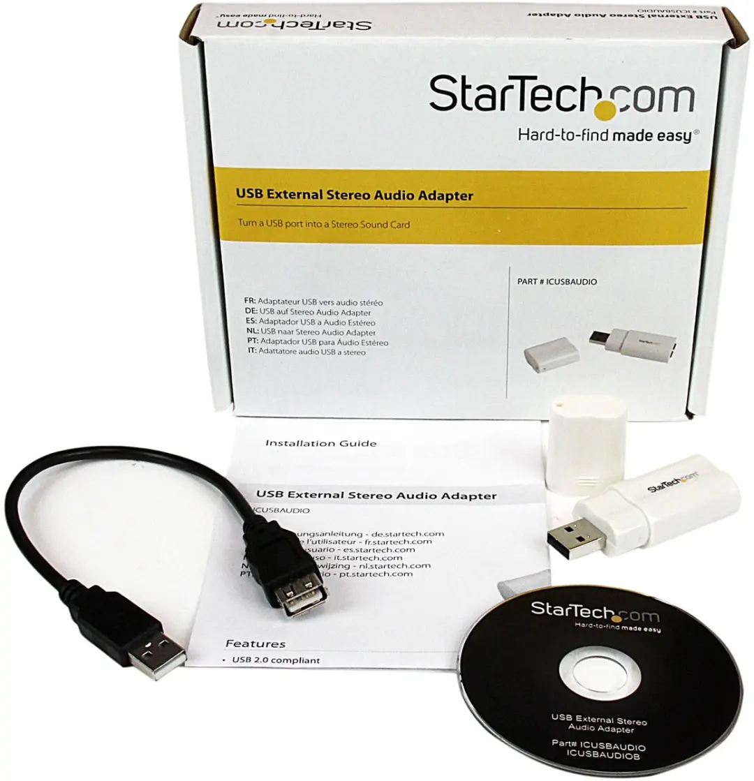Startech ICUSBAUDIO USB naar Stereo Audio Adapter - Wit