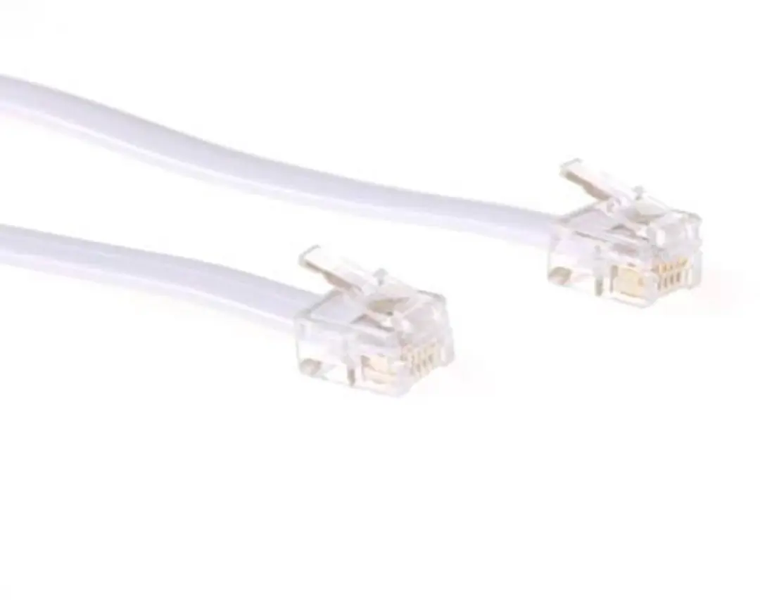 ACT Witte 3 meter platte telefoonkabel met RJ12 connectoren
