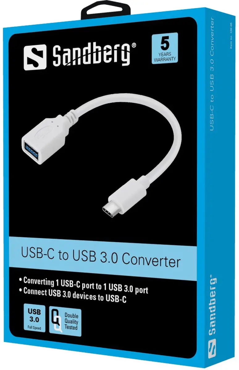 Sandberg 136-05 USB-C naar USB 3.0 Converter - Wit