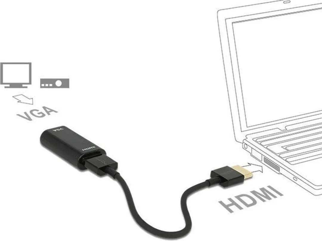 Delock HDMI naar VGA Adapter - 0,15m - Zwart