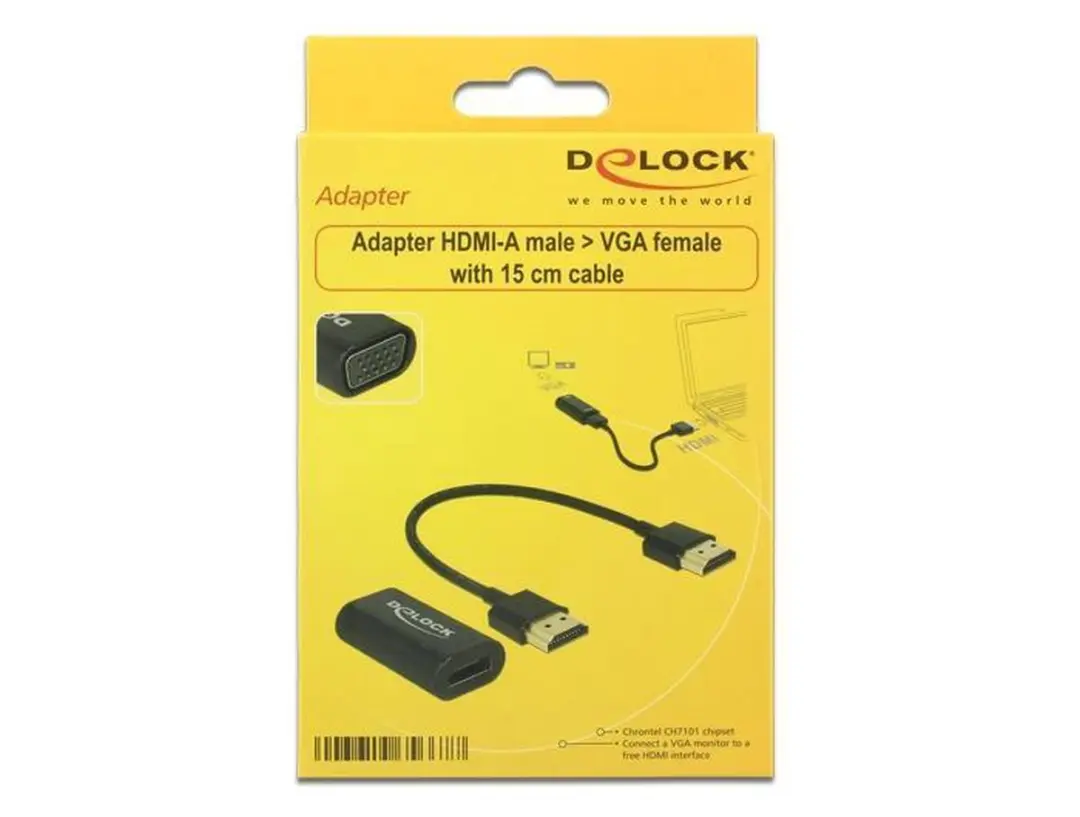 Delock HDMI naar VGA Adapter - 0,15m - Zwart
