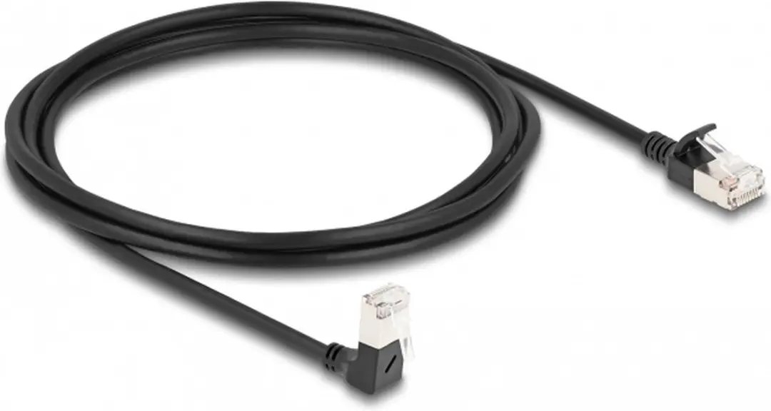 Delock Cat.6A S/FTP RJ45 Kabel 90° - 2m - Zwart