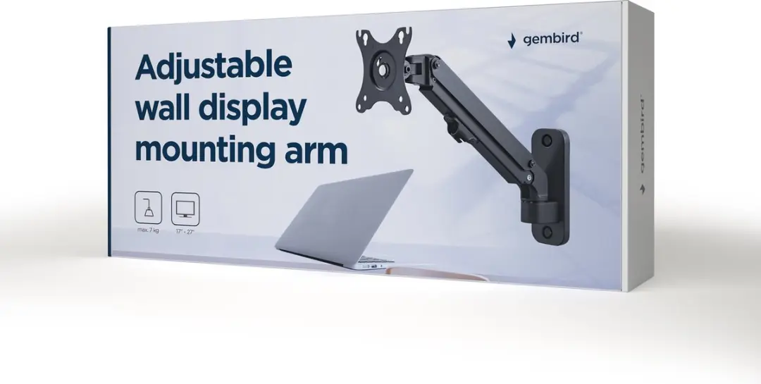 Gembird MA-WA1-01 Wandmontage Monitorarm 17-27" - 7 kg - Zwart
