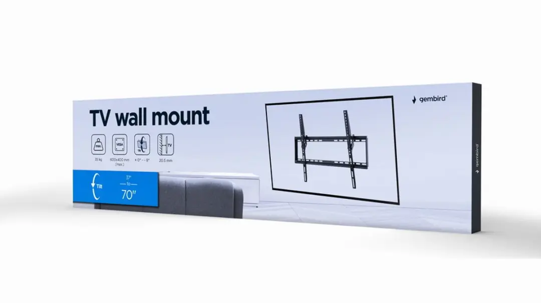 Gembird WM-70T-03 TV-muurbeugel - 70 inch - Kantelbaar - Zwart