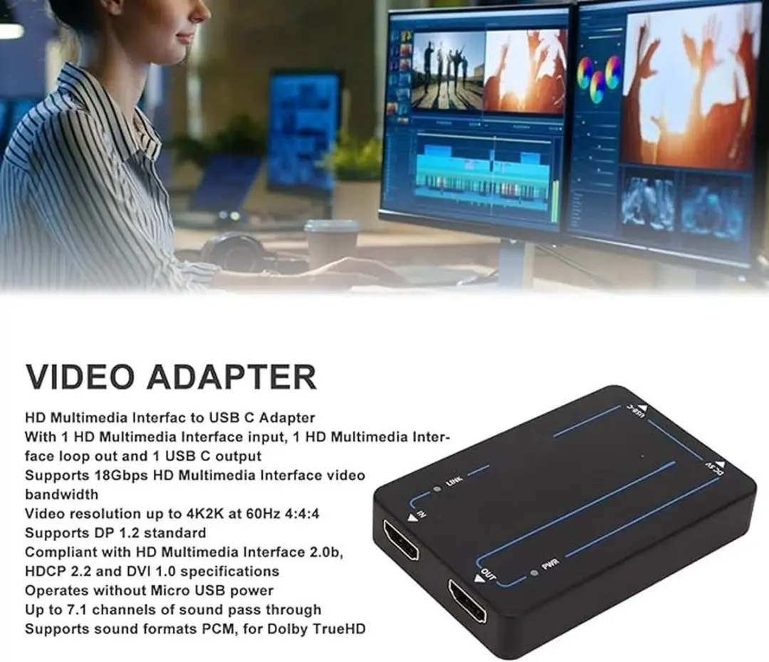 NÖRDIC HDMI naar USB-C Adapter SGM-262 - 4K60Hz - Zwart