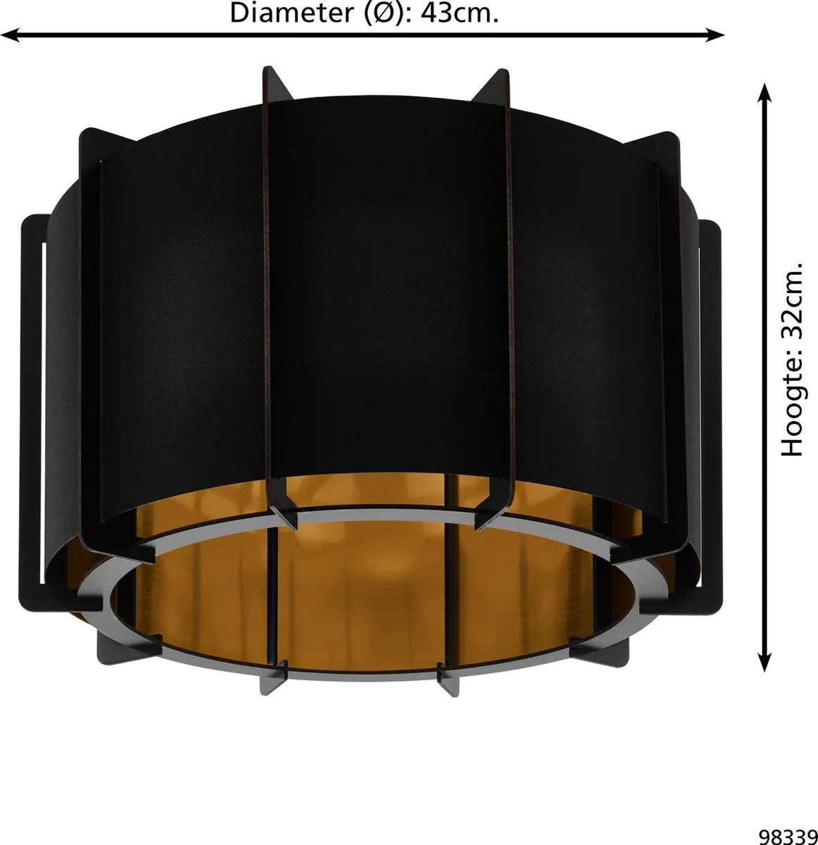 Eglo Pineta Plafondlamp Ø43cm - Zwart