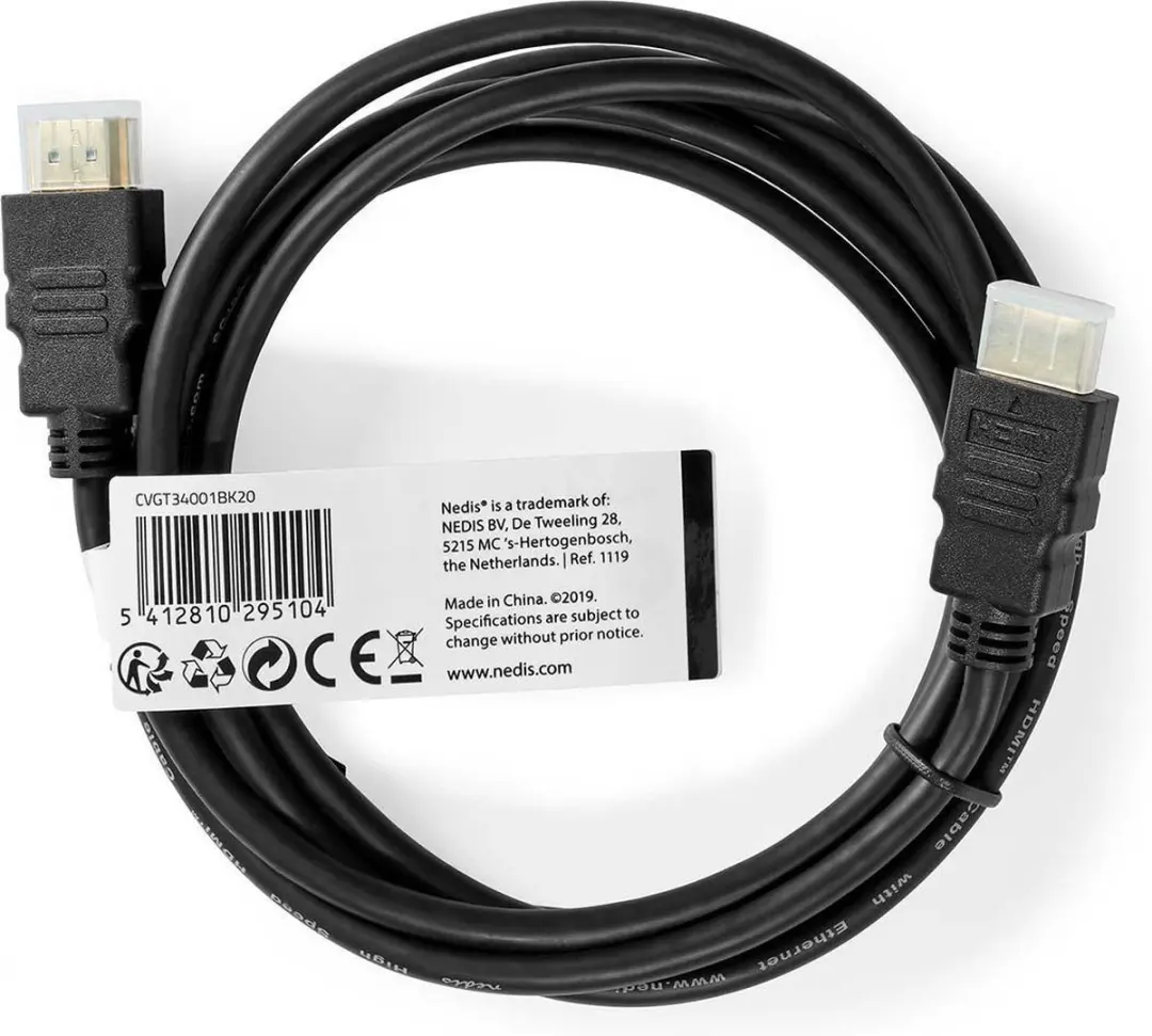 Nedis HDMI-Kabel CVGT34001BK20 2.0m - Zwart