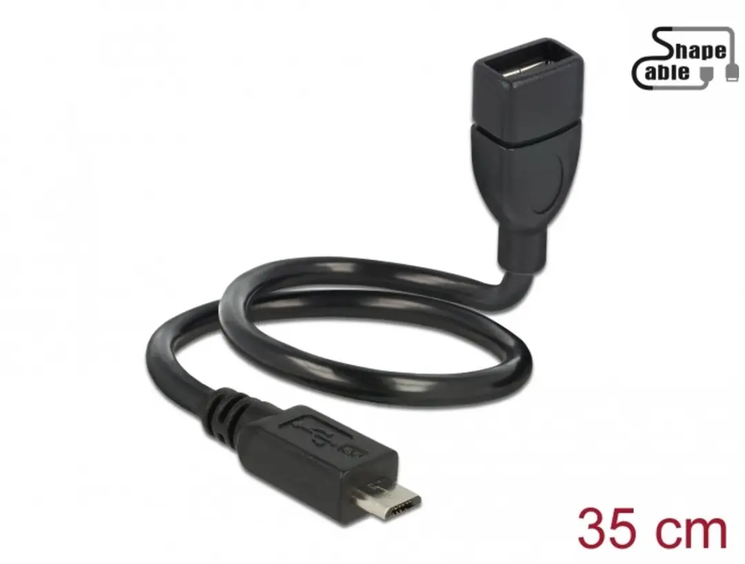 Delock USB 2.0 Micro-B naar Type-A OTG Kabel 0.35m