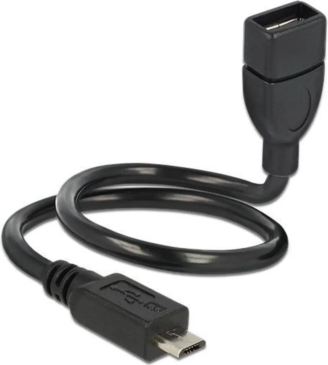 Delock USB 2.0 Micro-B naar Type-A OTG Kabel 0.35m - Zwart