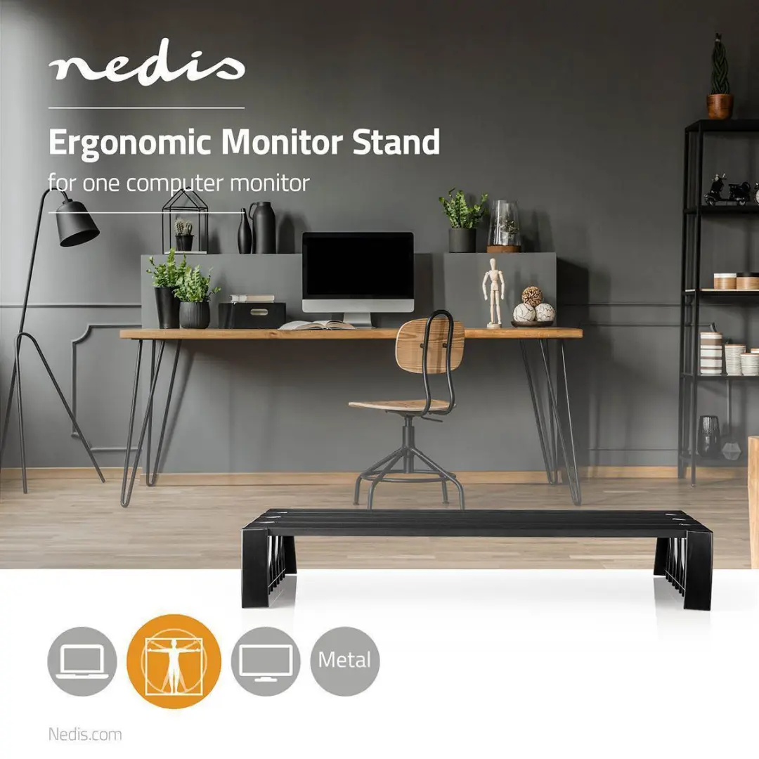 Nedis ERGOMFS300BK Monitorstandaard - 16 kg - Zwart