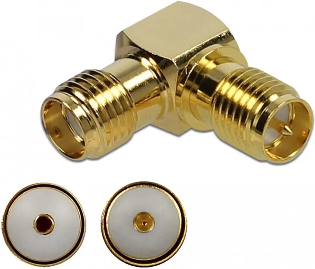Delock RP-SMA naar SMA Haakse Adapter 50 Ohm 10 GHz - Goud - afbeelding 6 van 6