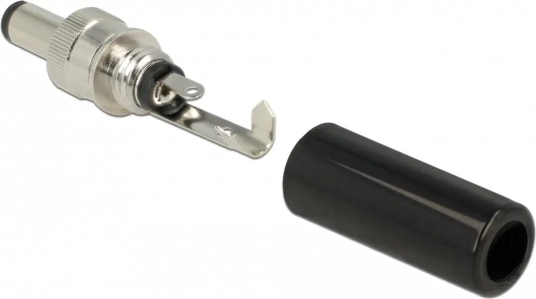 Delock DC 5.5x2.5mm Mannelijk Soldeerconnector - Zwart