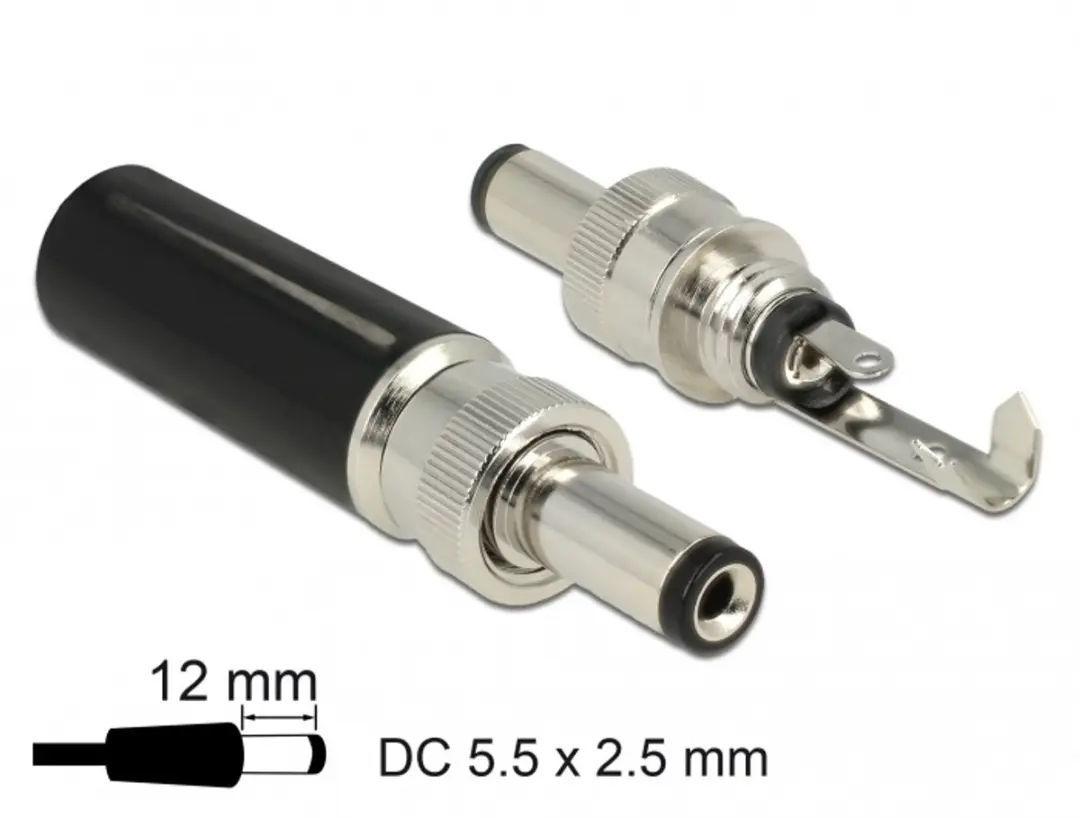 Delock DC 5.5x2.5mm Mannelijk Soldeerconnector
