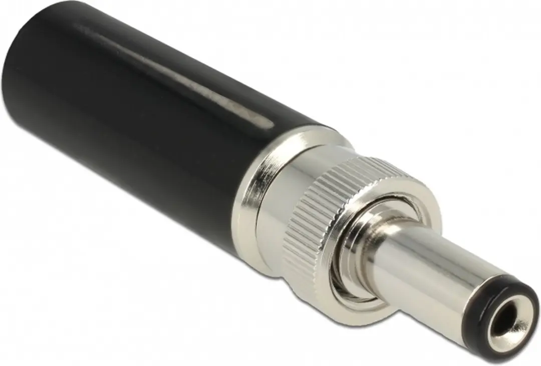 Delock DC 5.5x2.5mm Mannelijk Soldeerconnector - Zwart
