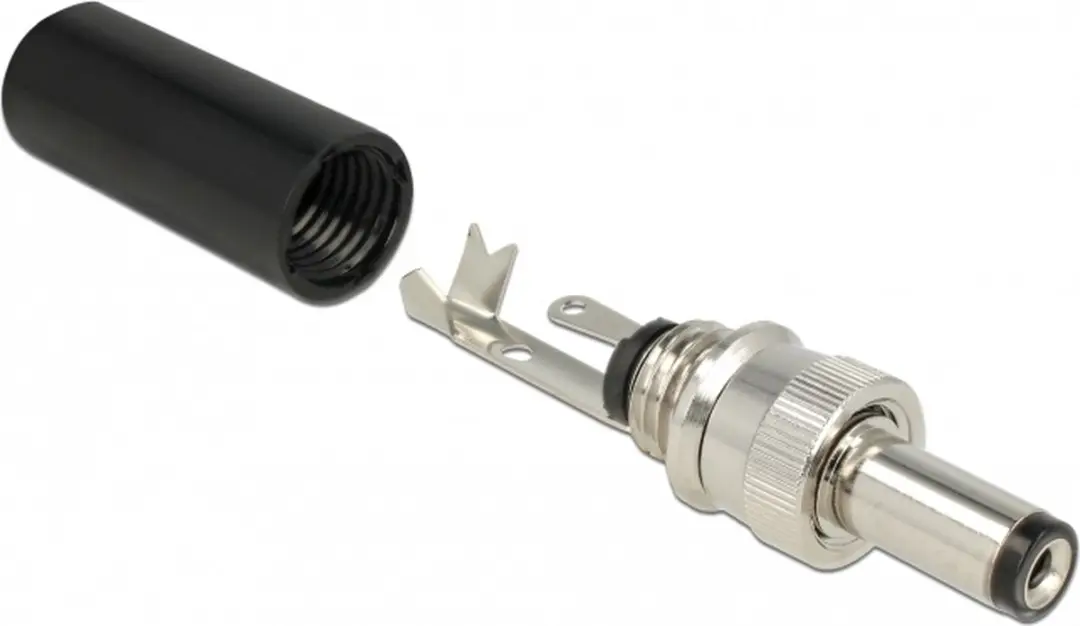 Delock DC 5.5x2.5mm Mannelijk Soldeerconnector - Zwart