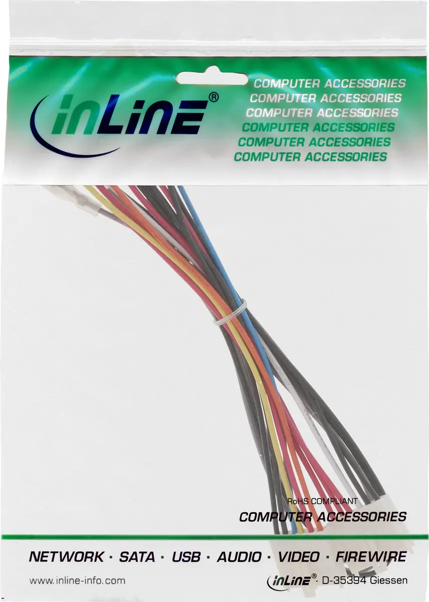 InLine ATX 20-pins Voedingskabel met Schakelaar 0,20m