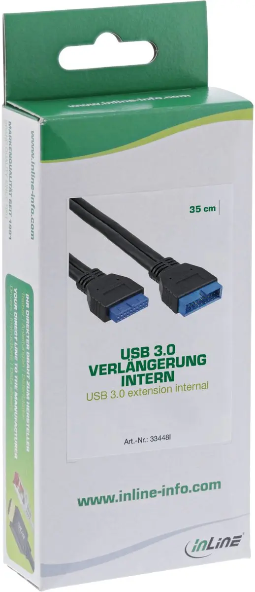 InLine USB 3.0 Verlengkabel M/F 0.35m - Zwart