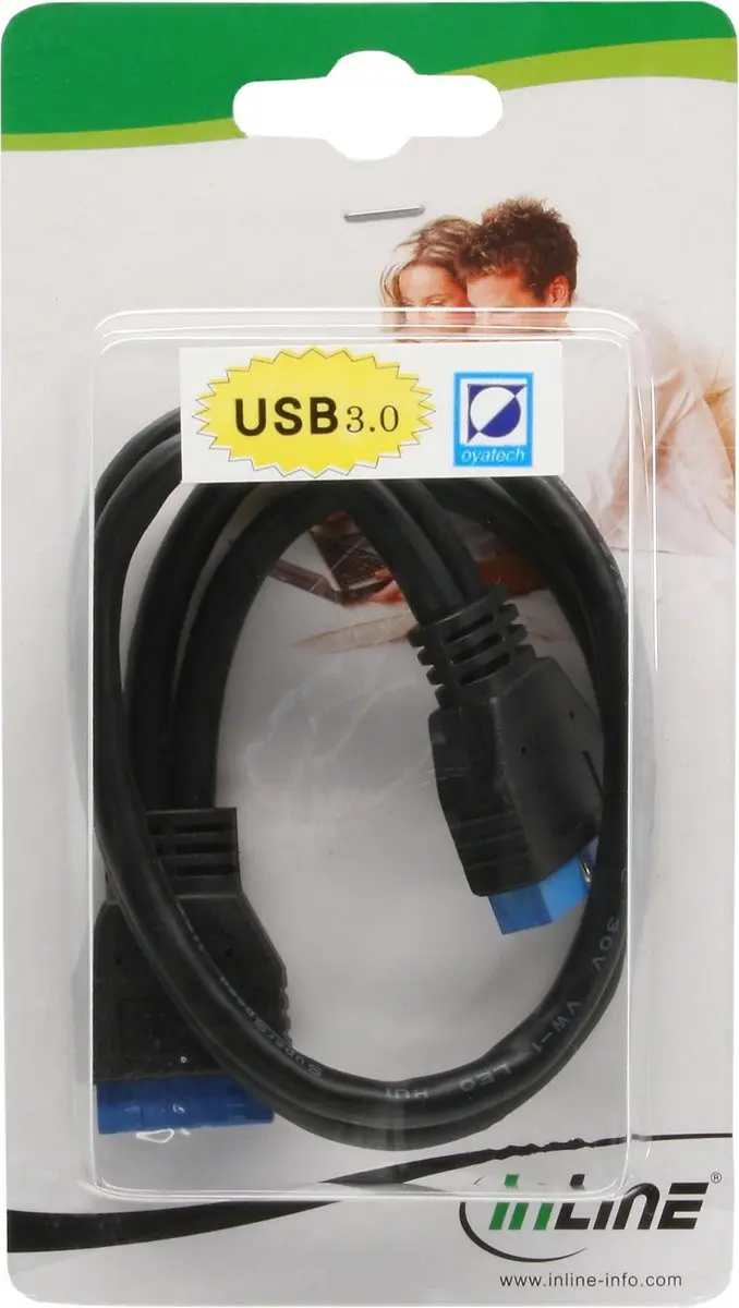 InLine USB 3.0 Verlengkabel M/F 0.35m - Zwart