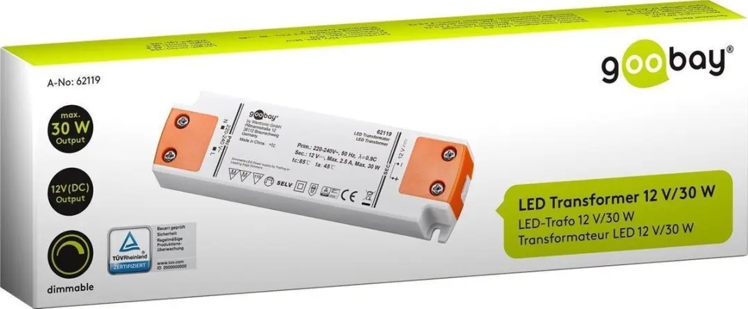 Goobay LED-Transformator 6-30W 12V DC - Wit/Oranje