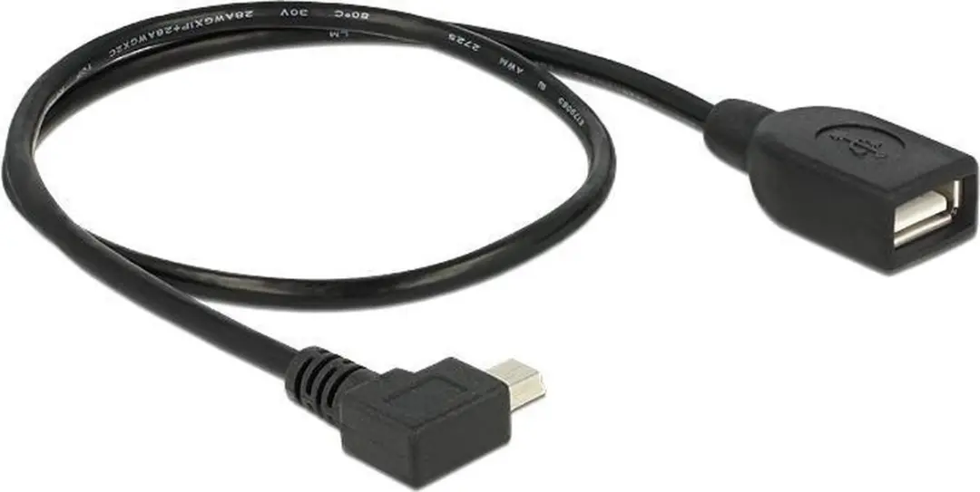 Delock USB 2.0 A Male naar Mini Male Kabel - 50m - Zwart