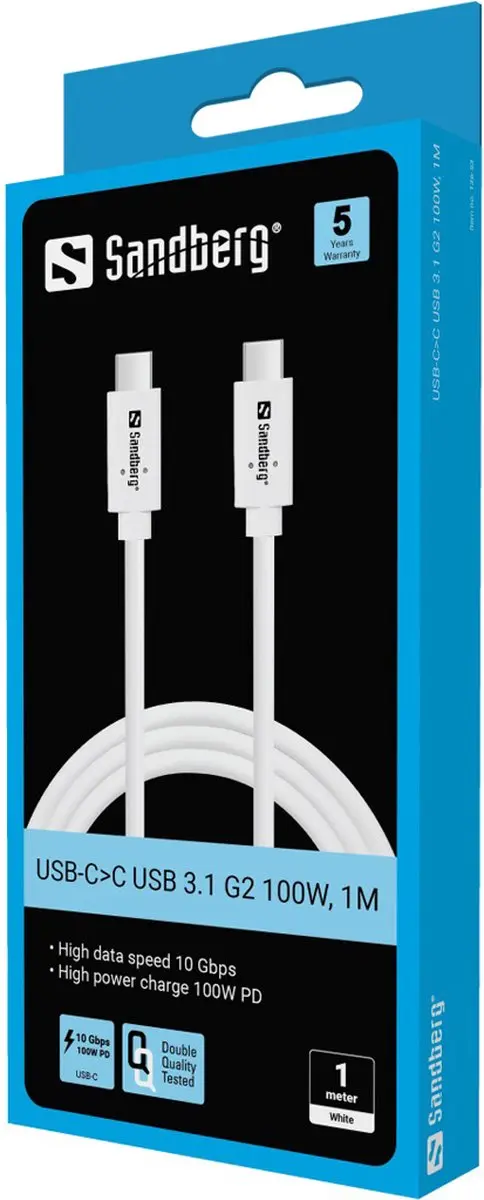 Sandberg 136-53 USB C Kabel 1m - Wit