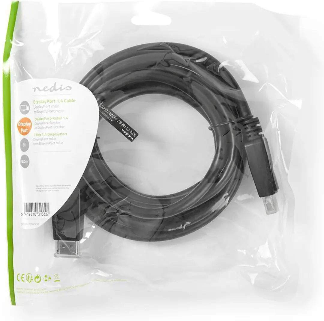 Nedis DisplayPort Kabel CCGP37014BK30 - 8K@60Hz - 3m - Zwart
