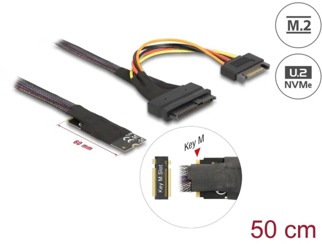 Delock M.2 Key M naar U.2 NVMe Adapter