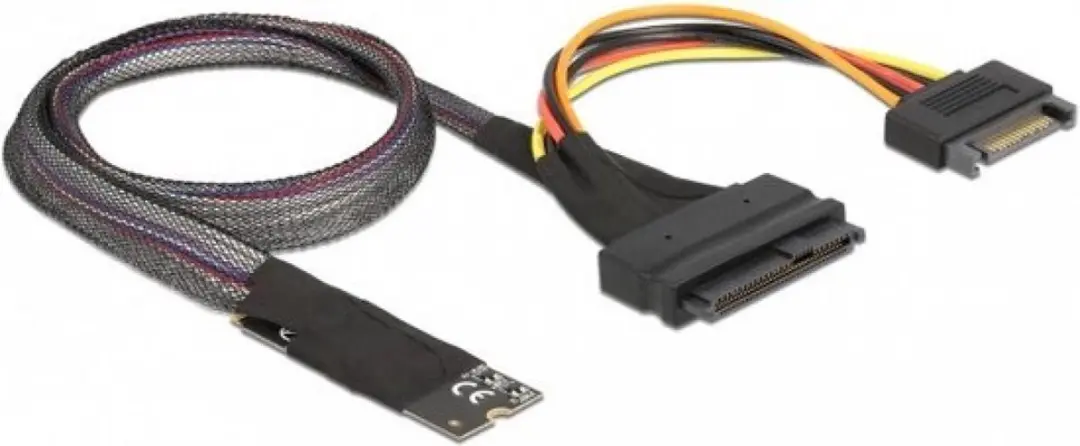 Delock M.2 Key M naar U.2 NVMe Adapter - 50cm Kabel - Zwart