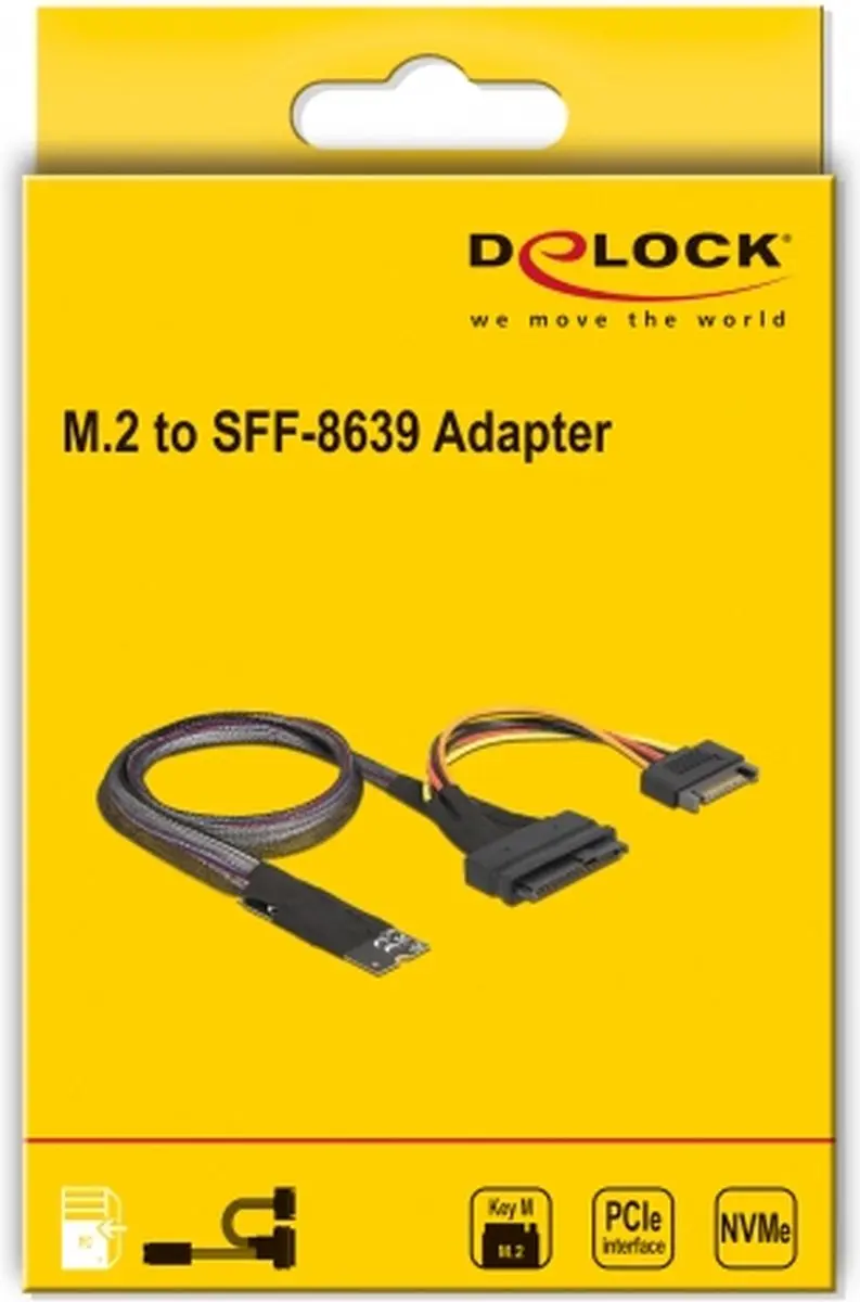 Delock M.2 Key M naar U.2 NVMe Adapter - 50cm Kabel - Zwart
