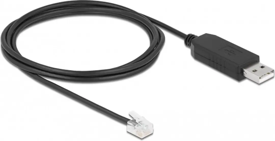 Delock USB naar RS-232 RJ12 Adapterkabel 2m - Zwart
