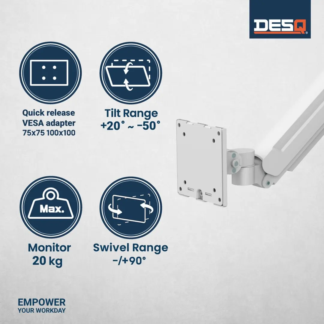 Desq Monitor Arm 1764.09 Heavy Duty - 17-49 Inch - Wit