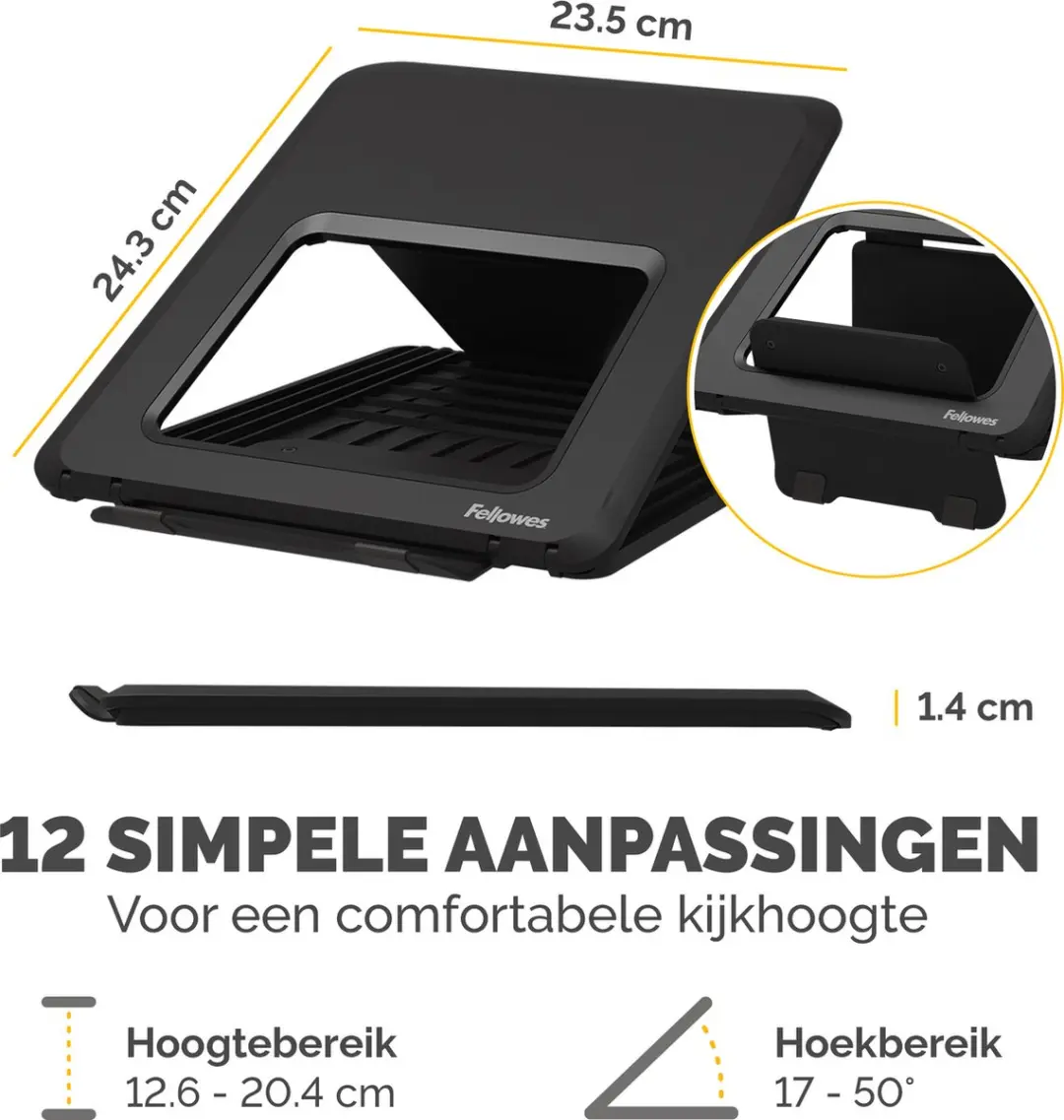 Fellowes Breyta Laptop Standaard 14 Inch - Zwart