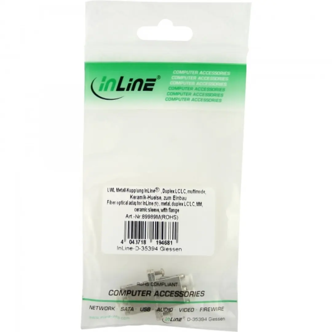 InLine LC Duplex MM Inbouwkoppelstuk - Grijs