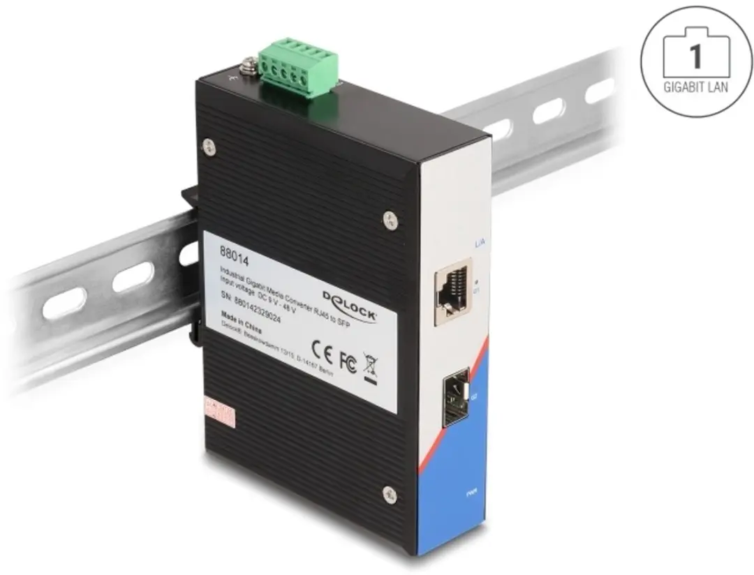 Delock 88014 Industriële Gigabit Media Converter RJ45 naar SFP