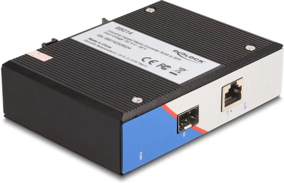 Delock 88014 Industriële Gigabit Media Converter RJ45 naar SFP - Zwart
