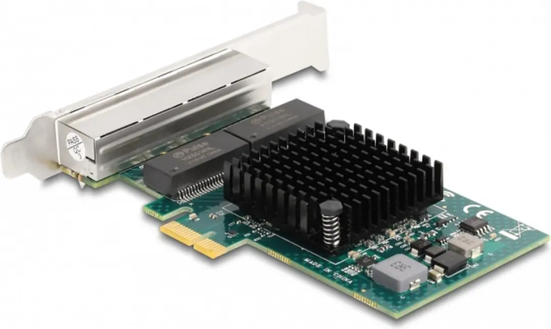 Delock PCIe x1 4x RJ45 Gigabit LAN BCM - Grijs