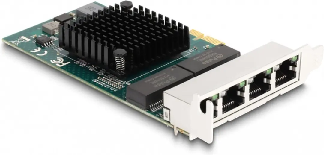 Delock PCIe x1 4x RJ45 Gigabit LAN BCM - Grijs