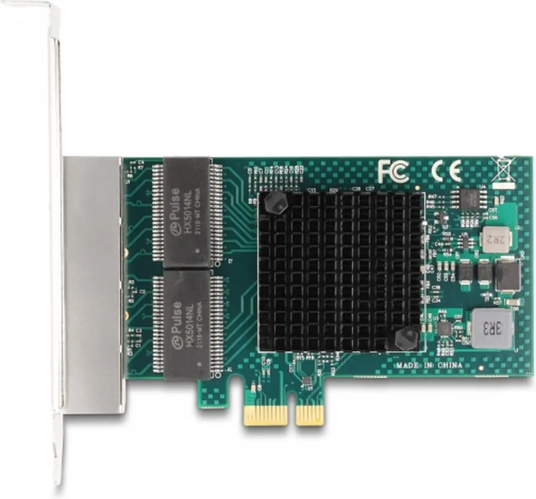 Delock PCIe x1 4x RJ45 Gigabit LAN BCM - Grijs