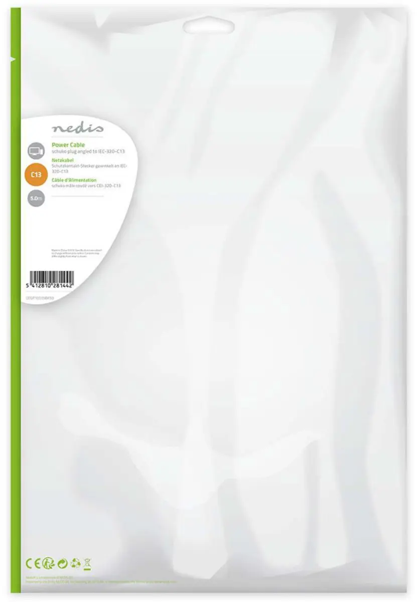 Nedis Stroomkabel Type F CEGP10015BK50 - 5m - Gehoekt - afbeelding 6 van 6