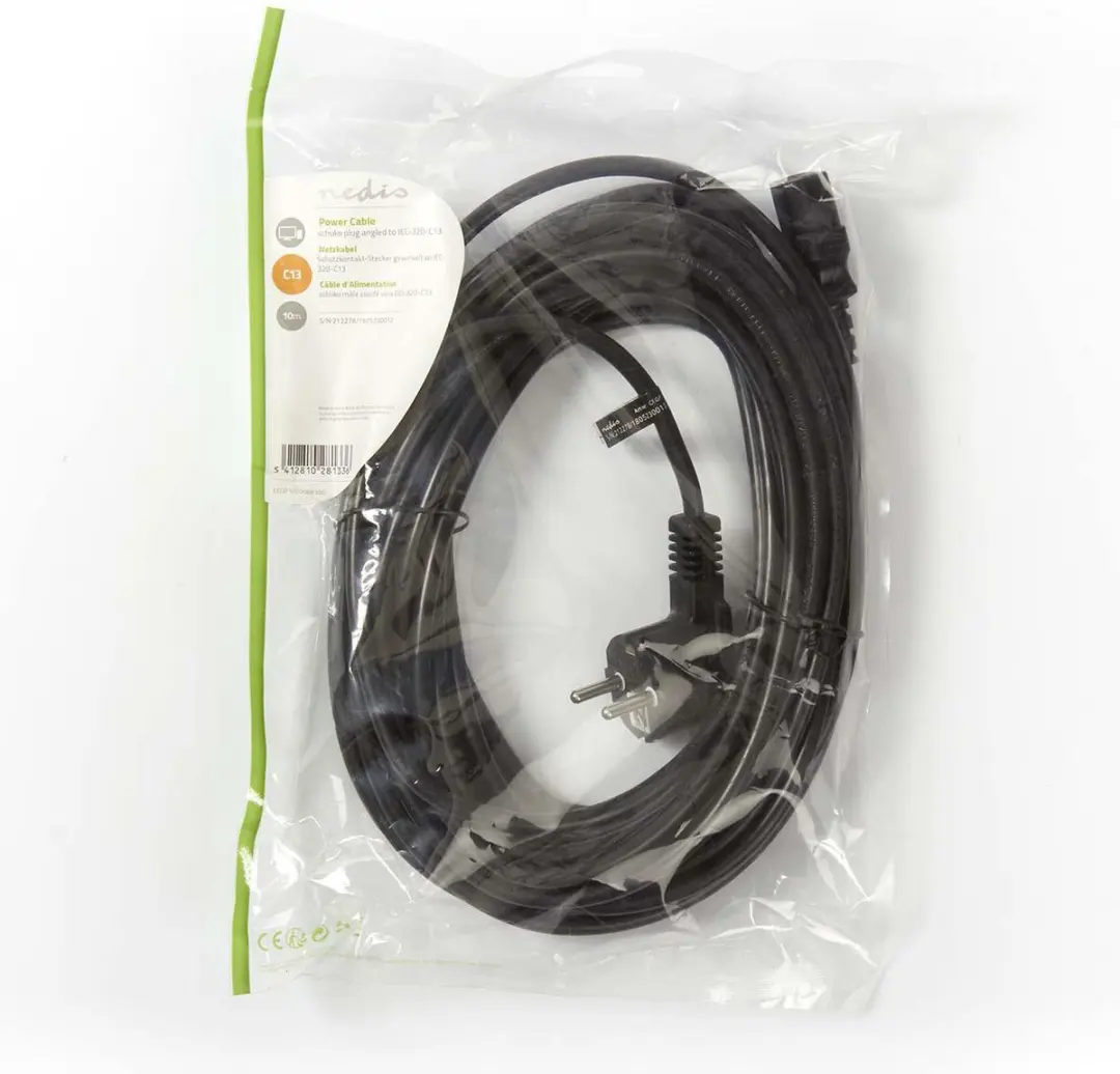 Nedis Stroomkabel Type F CEGP10015BK50 - 5m - Gehoekt