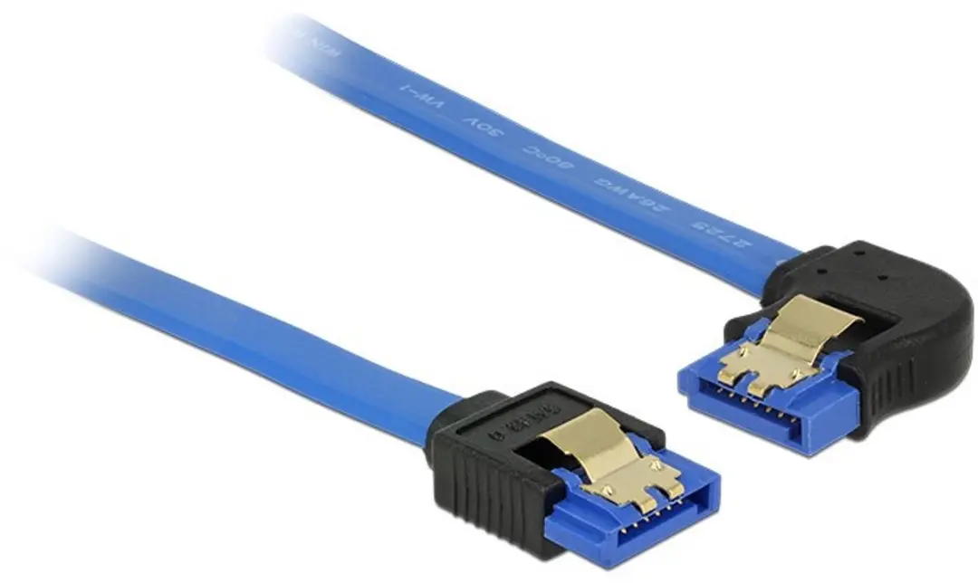 Delock SATA Kabel 6 Gb/s 10cm - Blauw met gouden clips