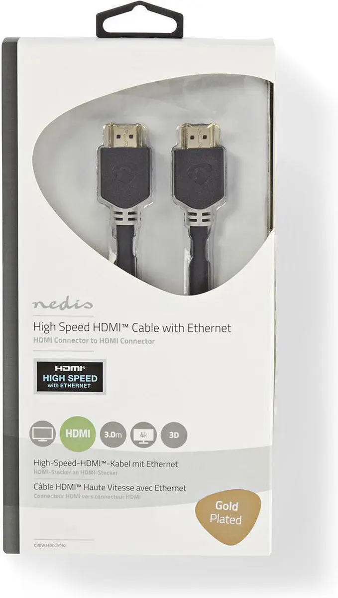 Nedis HDMI-Kabel CVBW34000AT30 4K@60Hz - 3m - Antraciet