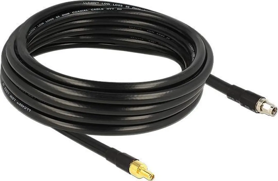Delock RP-SMA Verlengkabel 50 Ohm - 5m - Zwart