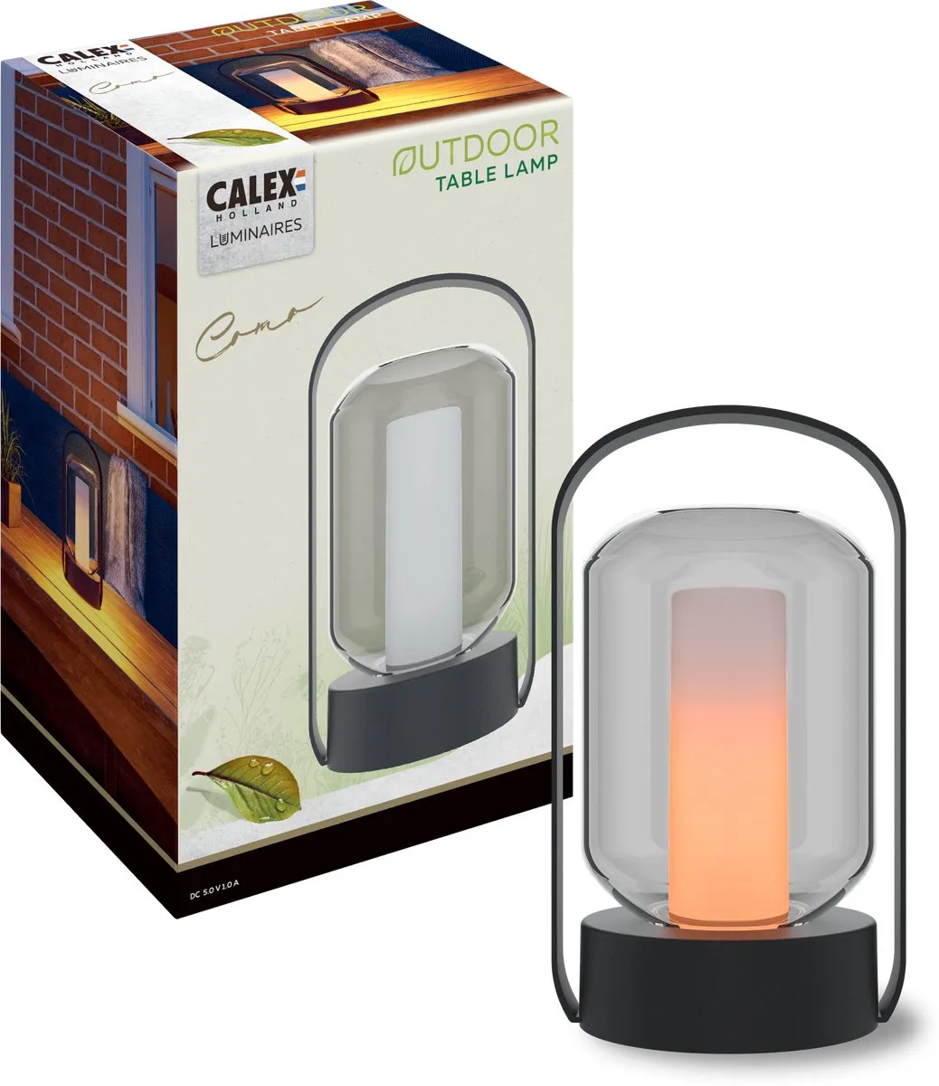Calex Como Oplaadbare Tafellamp - 2 Stuks - Zwart