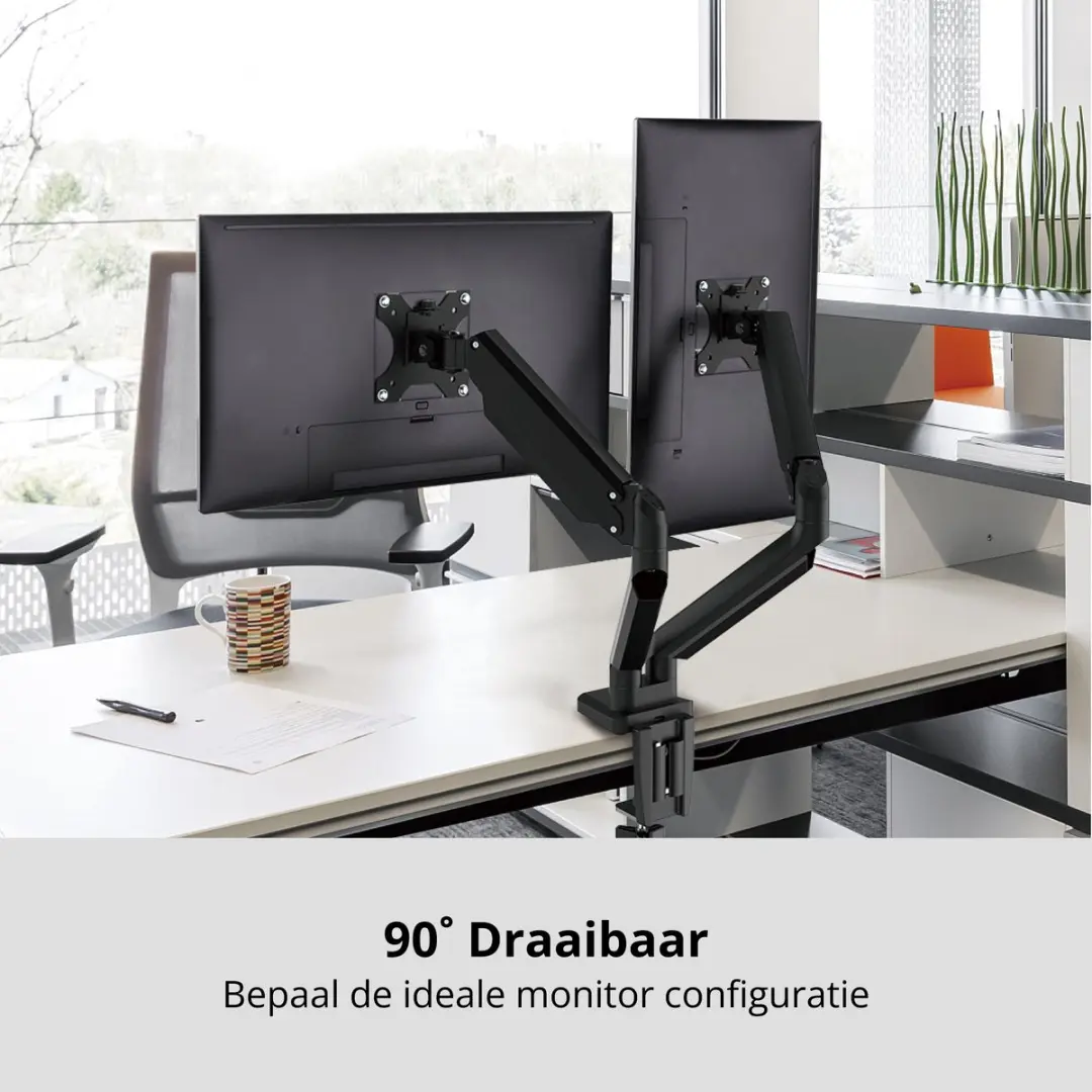 Deltaco ARM-0351 Monitorarm - 2x Schermen 17-27" - Max 16kg - Zwart - afbeelding 6 van 6