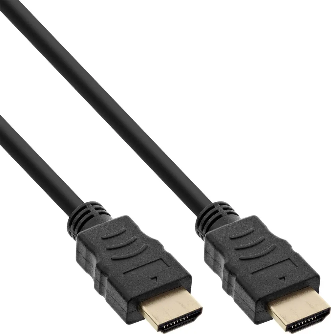 InLine® HDMI High Speed kabel met ethernet, male / male, zwart/goud, 2m