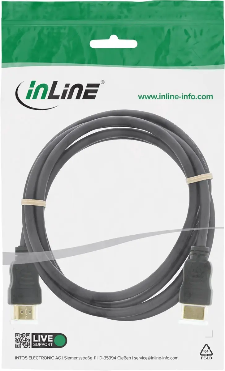 InLine HDMI High Speed Kabel 2m - Zwart/Goud