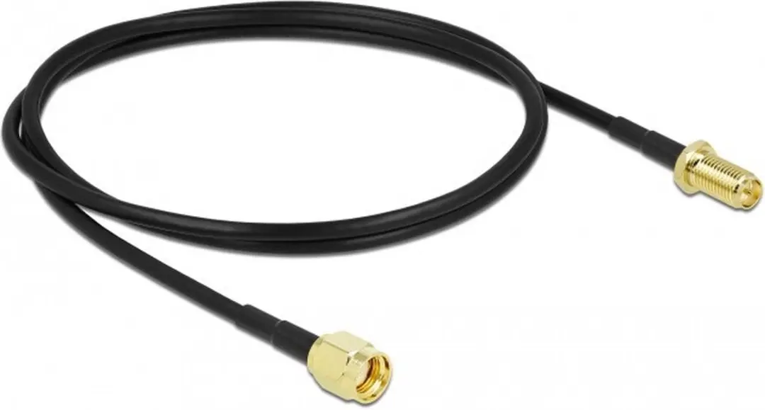 Delock Antennekabel RP-SMA Stekker naar RP-SMA Jack 1m - Zwart