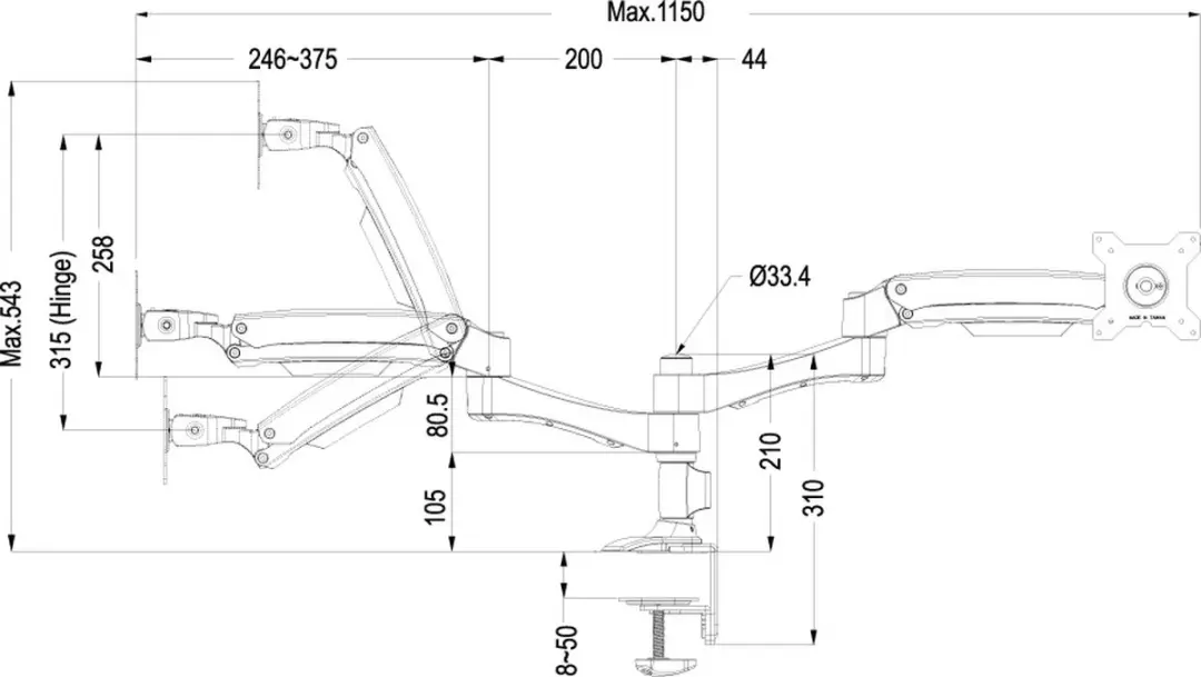 NewStar 10 - 24 Inch - Flatscreen Desk Mount (clamp)